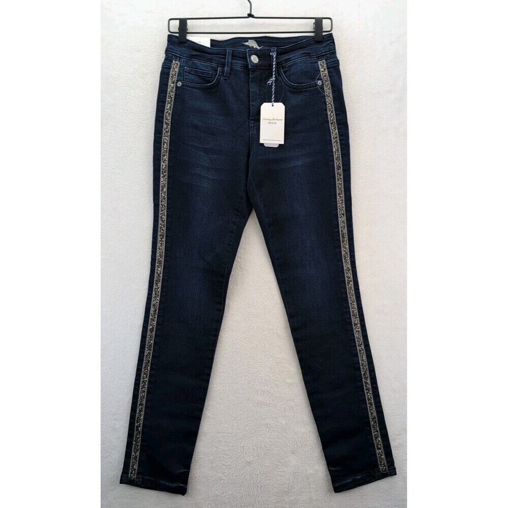 Tommy Bahama High Rise Ankle Tema Indigo Sparkle Denim Seacoast Wash Size 4 NWT